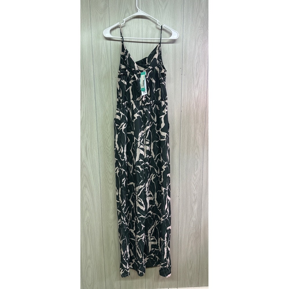 Gilli Sinead Cowl Neck Jumpsuit Dark Green Pink Abstract Print S NEW Stitch Fix